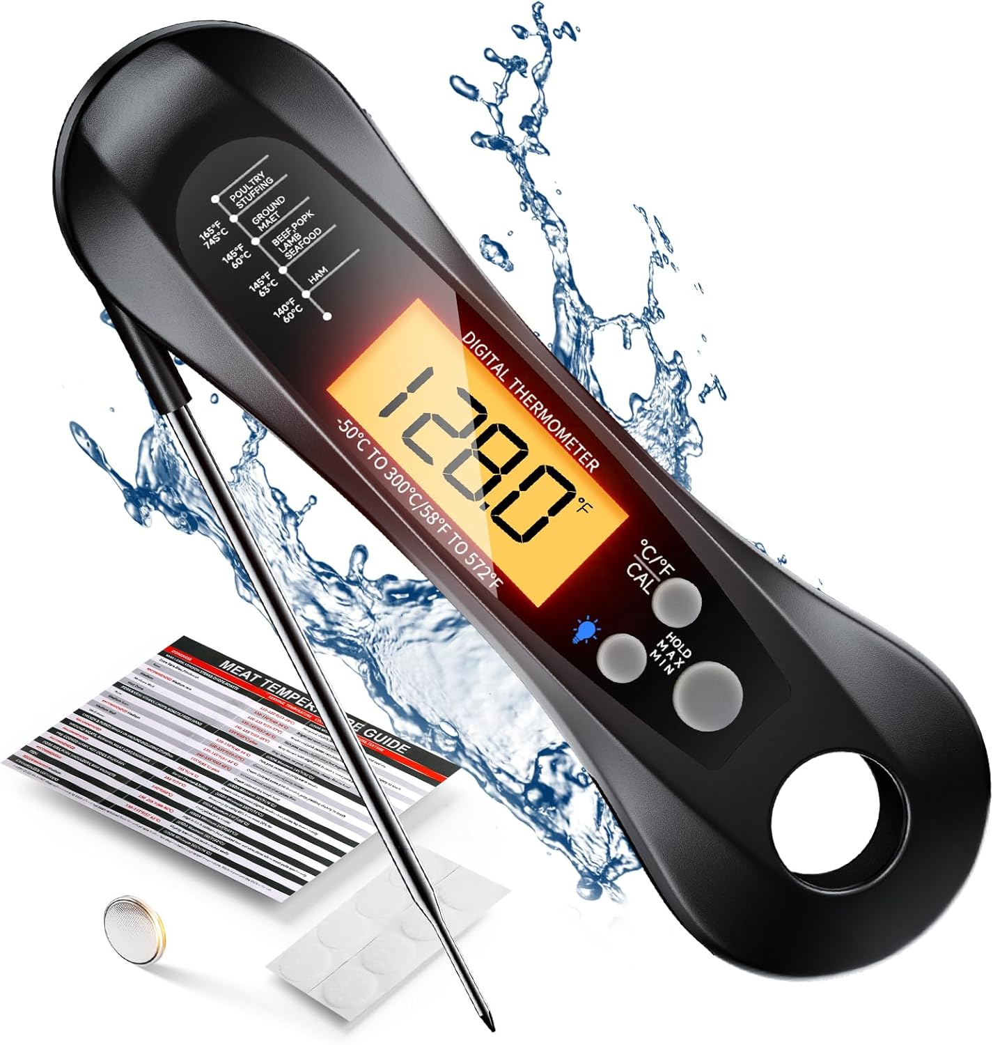 Meat Thermometer - Digital Meat Thermometer Waterproof IP67 with